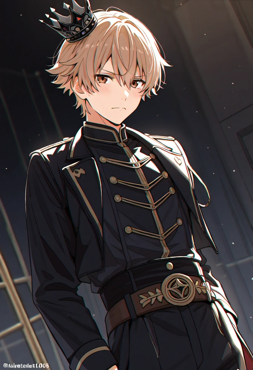 <lora:gorou:1>,intense shadows, strong rim light, masterpiece,best quality,official art,extremely detailed CG unity 8k wallpaper, game_cg, artbook, crossover, absurdres, incredibly_absurdres, huge_filesize, album, (1boy:1.4), solo, bishounen, short hair, brown hair, alternate hair color, colored inner hair, ahoge, beautiful detailed eyes