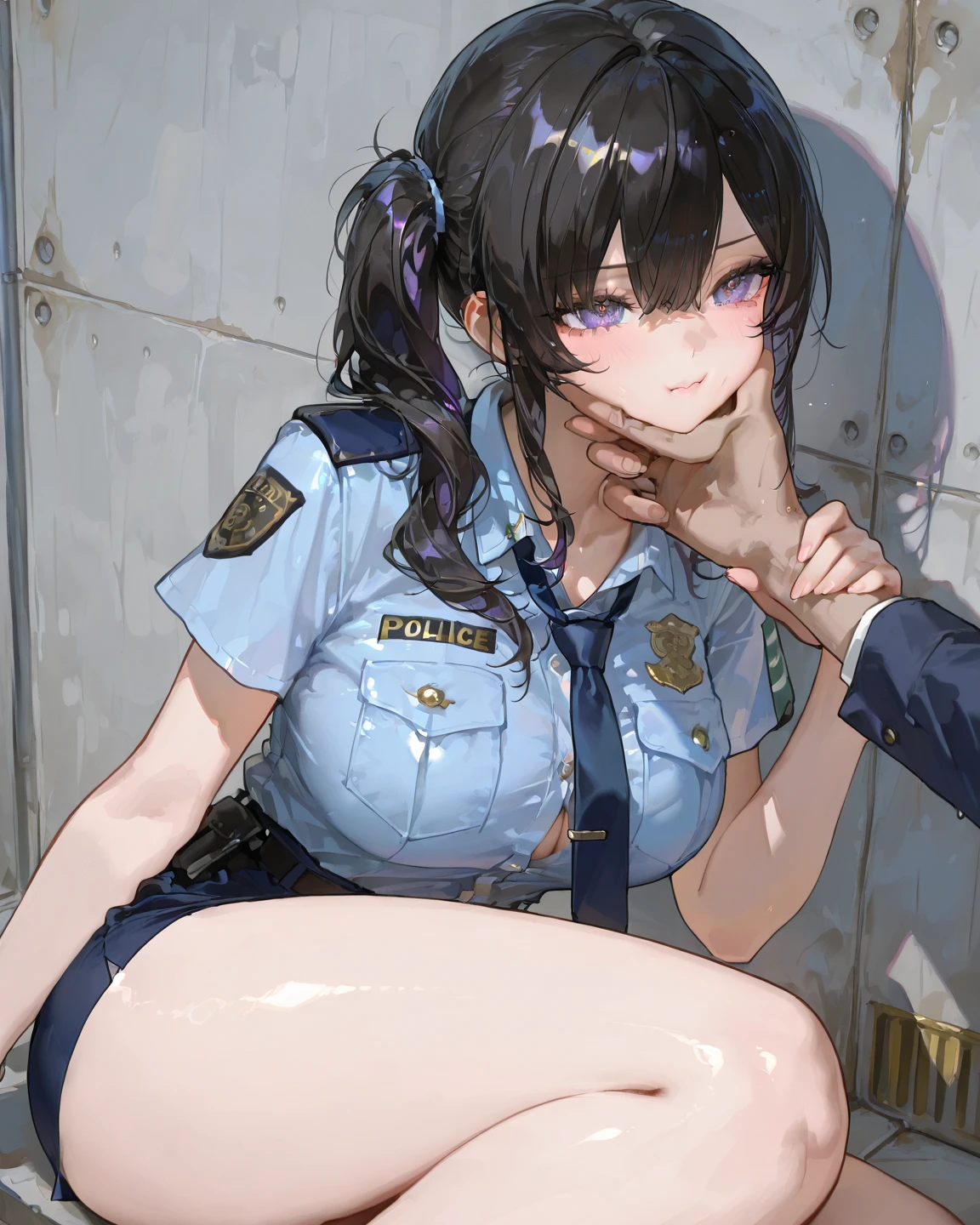 (Dynamic motion)、Japanese、Male and female pair、white breath、(Blowjob)、A lot of semen、smile、Police Officer、stockings、Thick pubic hair、Fair skin、Black Hair、Updo、(shake her hips)、School、View from above