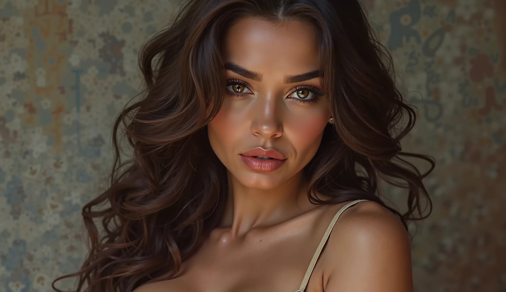 latina woman, elegant dress, detailed full body, gorgeous breasts, hyperrealistic, 8k, cinematic lighting, highly detailed, masterpiece, photorealistic, stunning beauty, elegant pose, intricate textures, volumetric lighting, dramatic shadows, vibrant colors, chiaroscuro, dramatic composition, oil painting style, classical realism