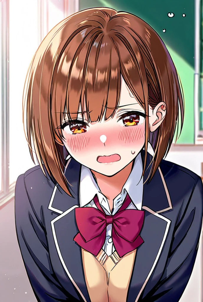 (masterpiece, best quality, ultra-detailed, high resolution, detailed eyes), nsfw, takeda hiromitsu style, {{{1woman}}}, (40 years old), pet collar, business suit, (blushing:1.3), (open mouth:1.3), (tongue out:1.3), (drool:1.4), (breath:1.3), in heat, looking at viewer, face focus