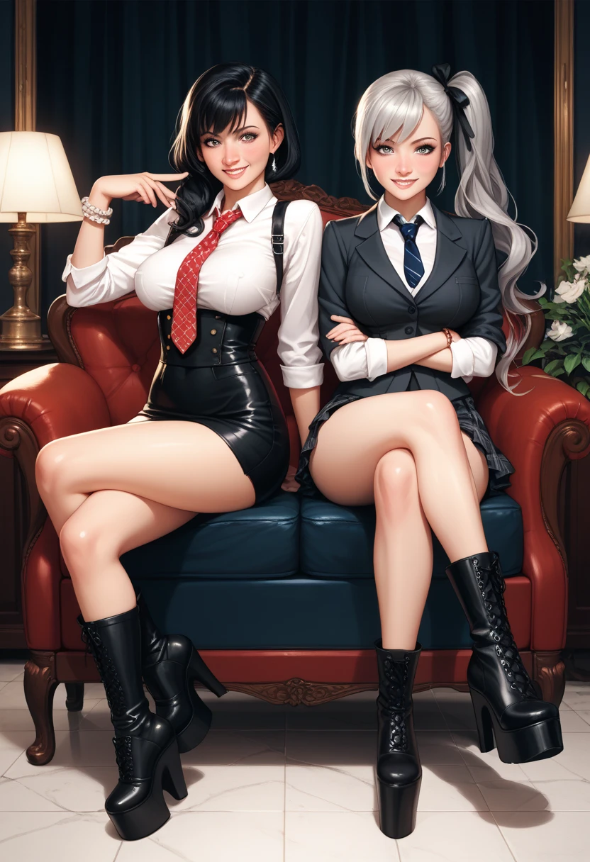 ((Realistic: 1.5)),((Best quality)), ((Masterpiece)),((Detailed)), A beautiful girl, , focus onface, Bold, Long legs, curves, Formal shirts, Wide hips, Long eyelashes, Paint near the mouth, Red lipstick, Sit in a chair, guest room