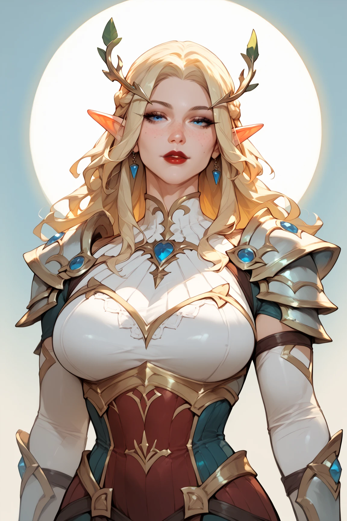 masterpiece, best quality, high quality, SheRaQuiron character, panties, pink nipples, white robe, golden armor