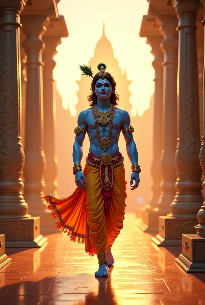 Please create a AI image of god krishna reached to Savvy Ville De Raj Nagar extension society main gate ghaziabad image.