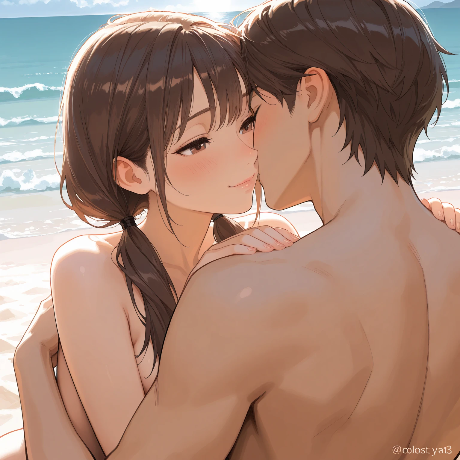 1 boy and 1 girl having wild sex in the beach