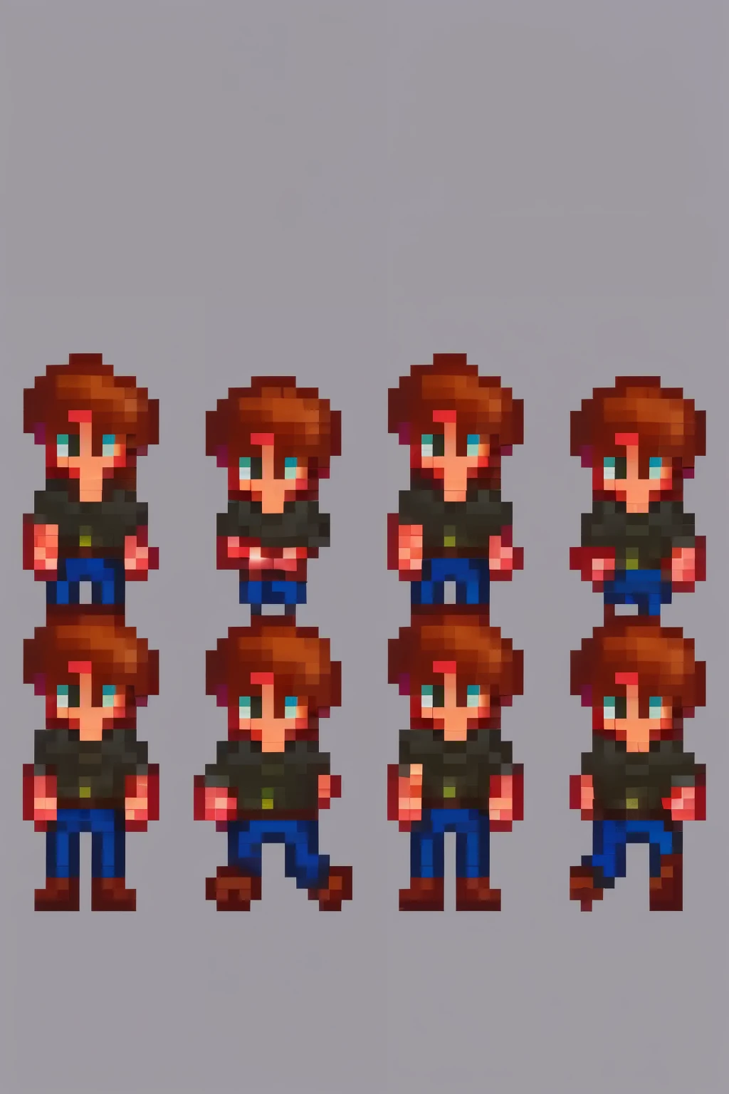 Pixel art of a Colombian r with black hair, common clothing and modern style. He wears a simple t-shirt, worn jeans and sneakers. Its expression is curious and determined, reflecting his adventurous spirit . The environment is a Colombian landscape with a slightly blurred background that suggests a city or a tropical town. Pixel art must have a retro 16-bit style, with vibrant colors and subtle details in clothes and hair to give depth