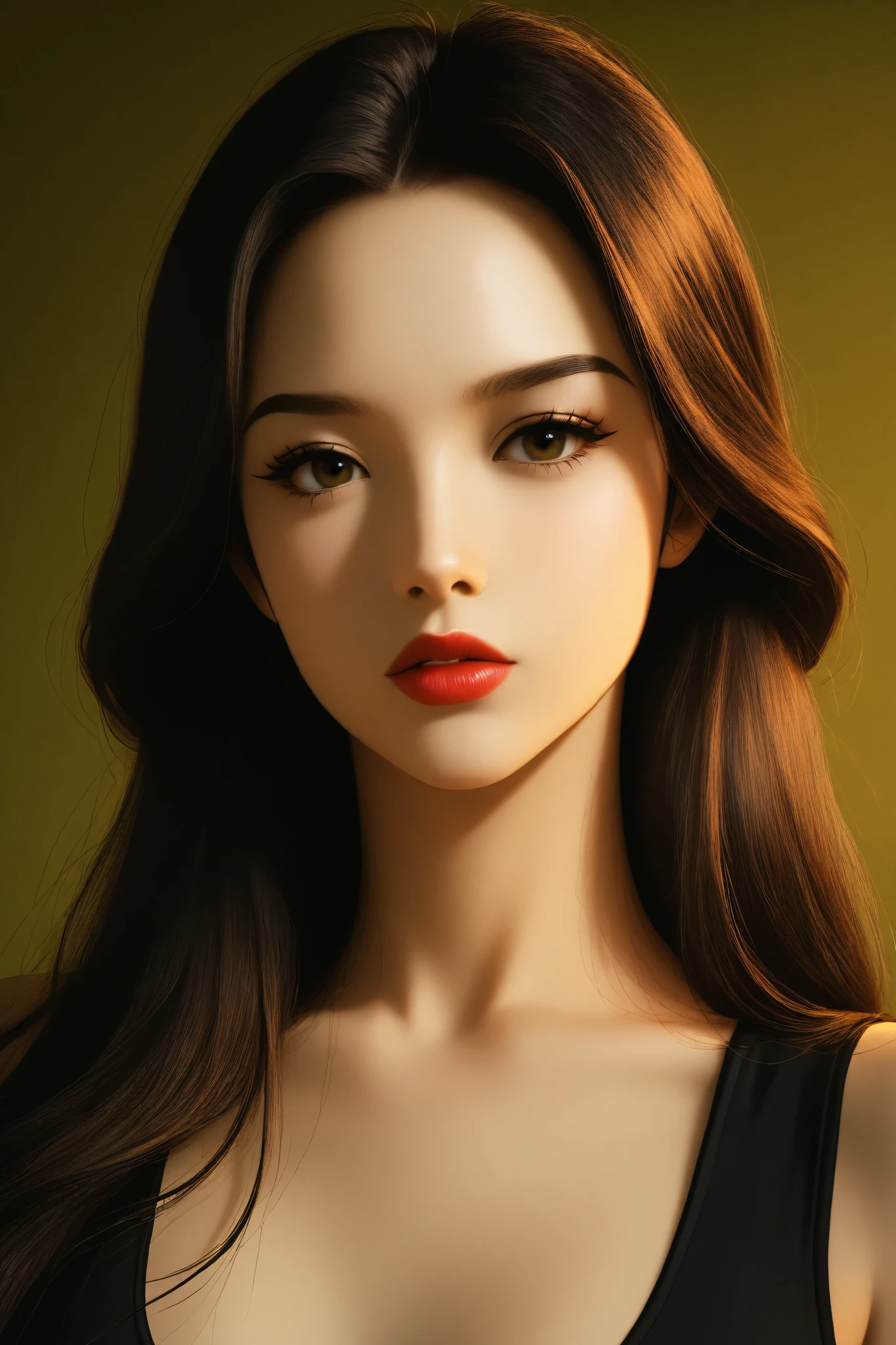 expressionist artwork image in the graphic art style of french sci-fi cartoonist Moebius, korean pinup girl,