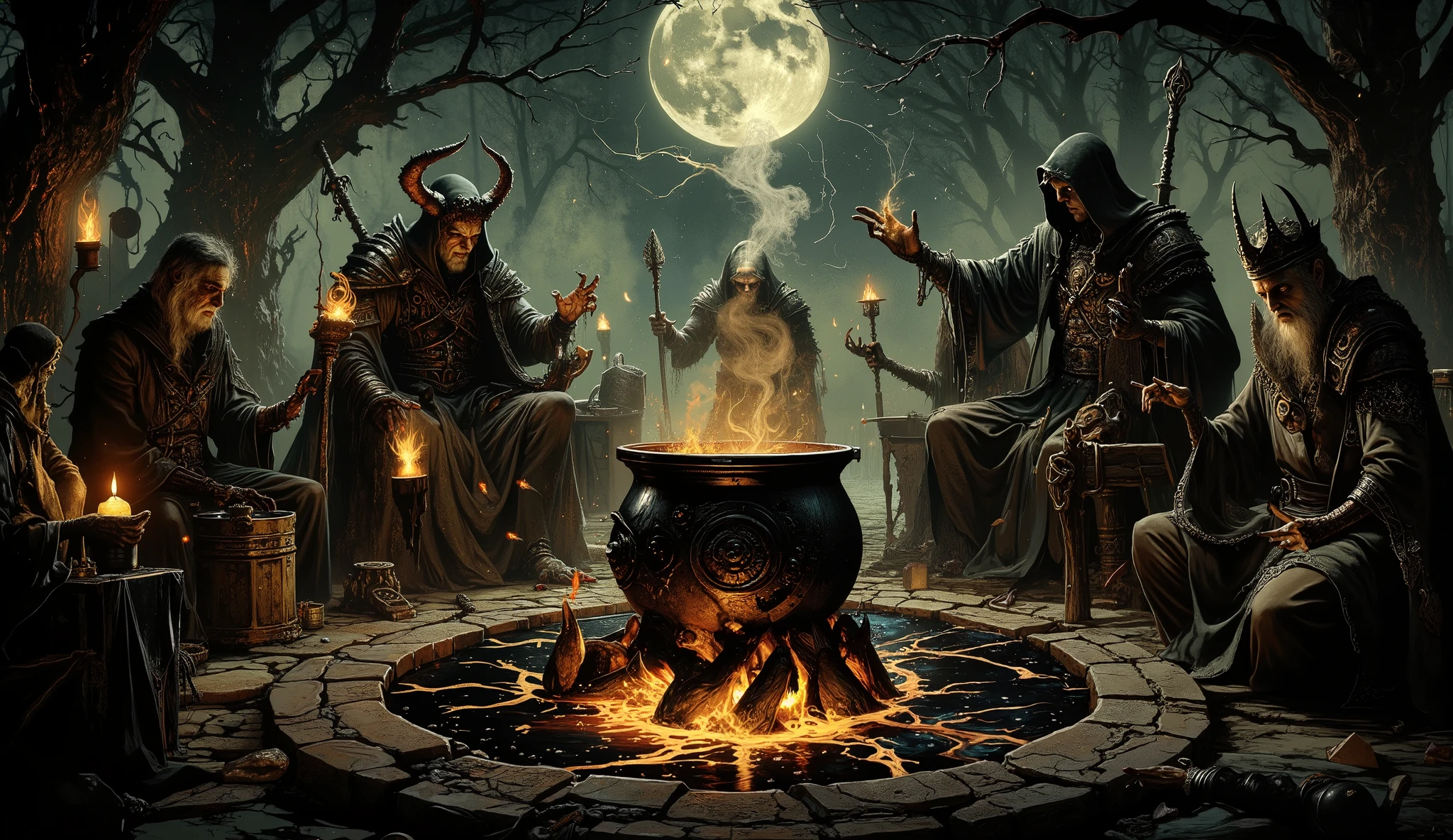 necromancers, demons and witchers making black beer thick as oil