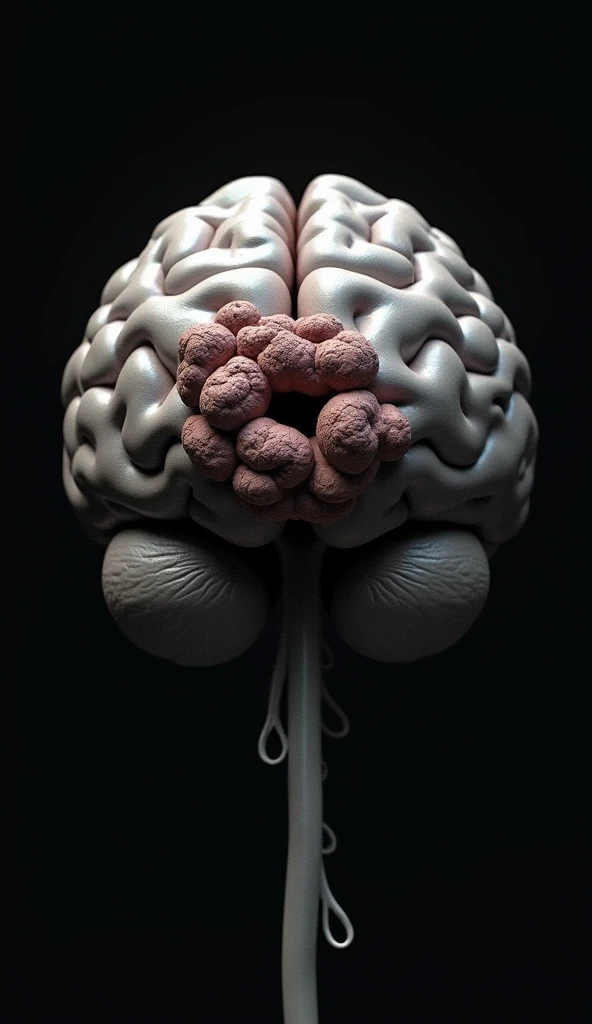 A human brain after death dissected on a rectangular wooden board
