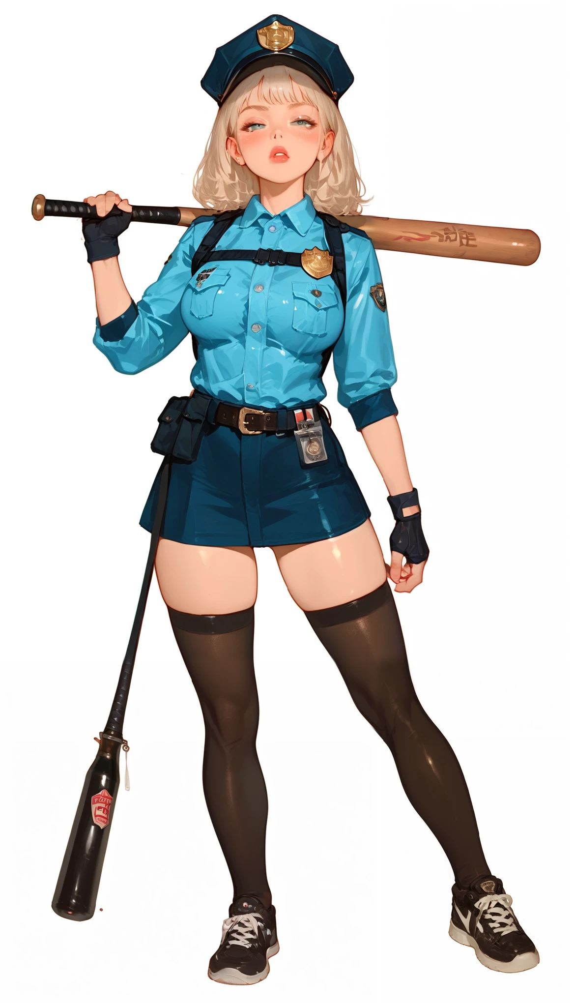 ((masterpiece)),(((best quality))),((character design sheet)),((rough sketch)),((vulgar)),thick thighs,womens soldier,((between breasts)),wearing an Wet sexual Police uniform,milking
