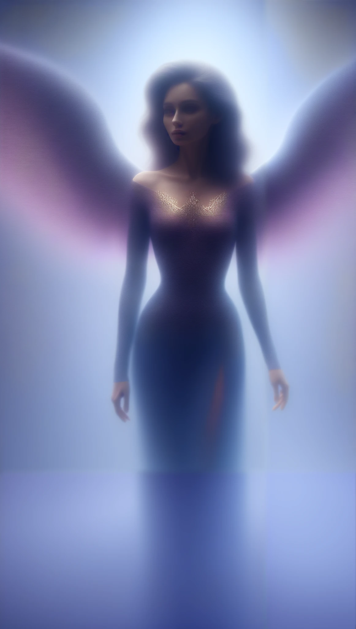 A valiant angel with a halo, ethereal wings , shining golden aura, Detailed facial features, flowing clothes, calm expression, of divine light , blue and purple , majestic and powerful presence, photorealistic, highly detailed, 8 k, (best quality,4K,8 k,high resolution, Masterpiece :1.2),super detailed,(realistic,photorealistic,photo-realistic:1.37),digital painting,cinematic lighting,dramatic composition,bright colors,dramatic shadows