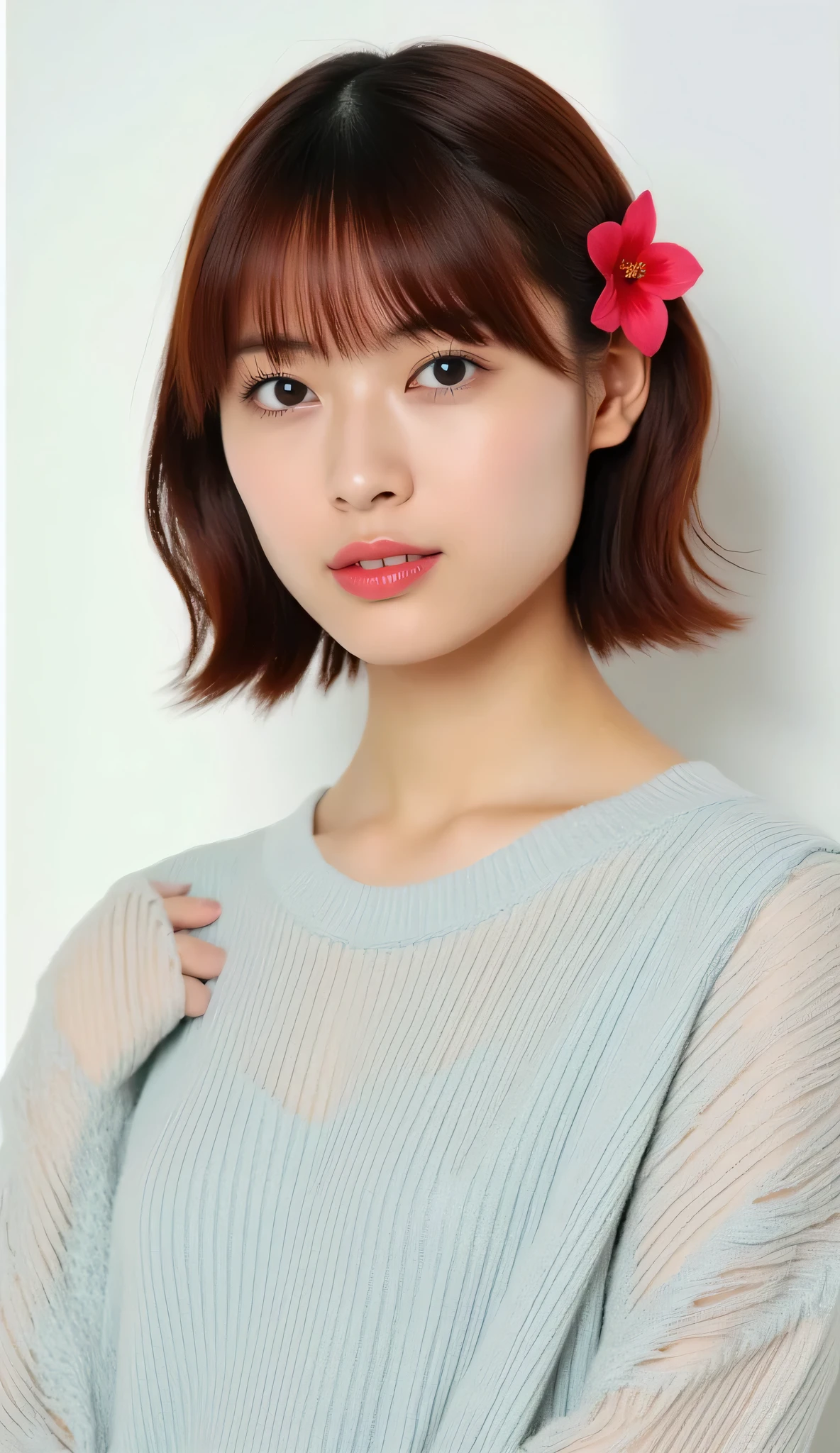 top quality, The highly detailed, (watercolor), bloom, delicate and beautiful, shape, (from below),( 1 girl with an Oracle:1.4), (alone:1.2), Big Breasts, ( rib knit sweater:1.3), off-shoulder sweater, (SHORTS:1.2), Bare Shoulder, ( underbob in pussy ), (( white skin:1.2)), beautiful eyes , ( messy hair ), photo shoot, shoulder shot , , professional , Canon Camera, Nikon Camera, sharp, Bokeh, Studio Quality , Fisheye Lenses , Miss Robert Capa ,