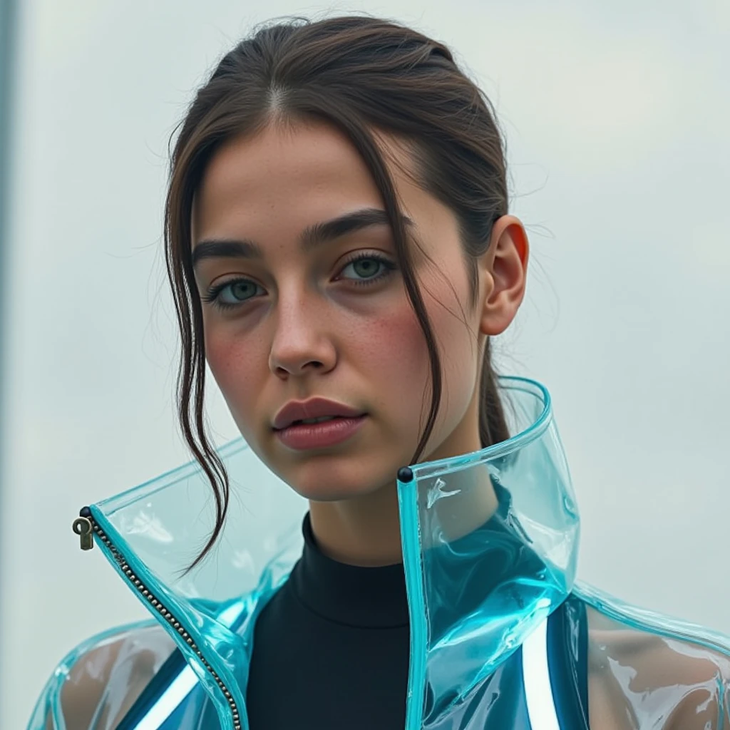 sfw, (carad3l:0.9) wearing a holographic dress, bold, sulky, furrowed brow, RAW candid cinema, 16mm, color graded portra 400 film, remarkable color, ultra realistic, textured skin, remarkable detailed pupils, realistic dull skin noise, visible skin detail, skin fuzz, dry skin, shot with cinematic camera