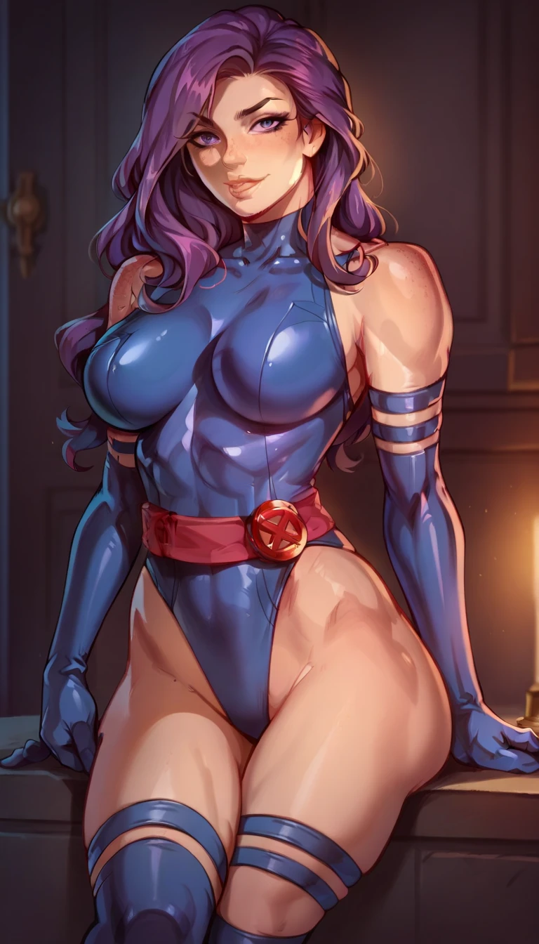 Starfire face, Starfire, fire star mini skirt, comely, (work of art:1.2), (best qualityer:1.2), perfects eyes, face perfect, perfect lighting, 1 girl, armors, breastsout, cropped legs, curved, May, legging preta, clamps, fêmea de darkskin, darkskin, gorgeus, hand on hip, huge breastsout, long hair, make up, pink  hair, Red hair, side locks, ssmile, standing alone, thick-thighs, Viewpoint from below, Can be seen under the miniskirt, panties exposed, showing super tight panties and panties