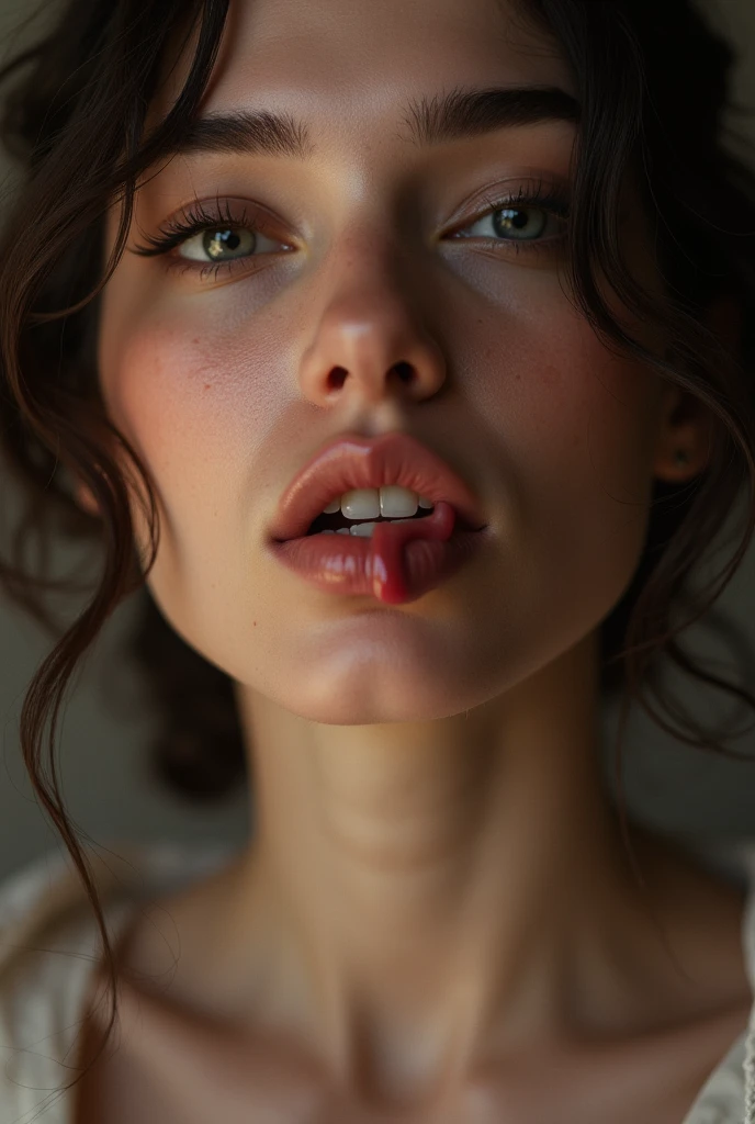 A nude girl open mouth