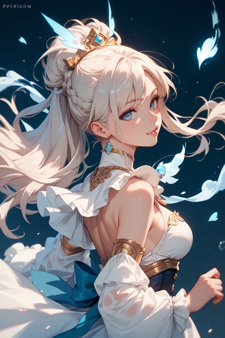 Close-up of a woman with white hair and a white mask，Belle peinture de personnage，Guviz，Guviz-style artwork，white-haired god，Yang J，Epic and beautiful character art，Stunning character art，FAN Qi，Wu Zhun Shifan，Guvitz at the Pixiv Art Station,dynamic action,dyna,（low  angle shot:1.2）