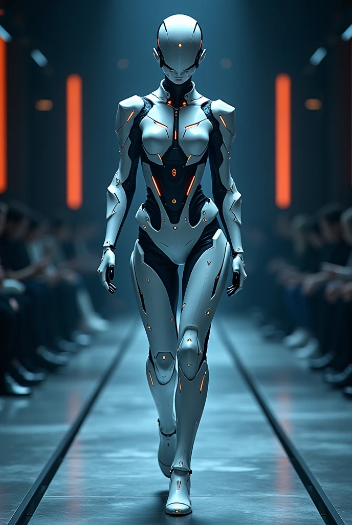 young asian woman, iris van herpen, perfect symmetrical body, full body shot, inflateble shapes, wires, tubes, veins, jellyfish, white biomechanical details, wearing epic bionic cyborg implants, masterpiece, intricate, biopunk, vogue, highly detailed, artstation, concept art, cyberpunk, octane render
