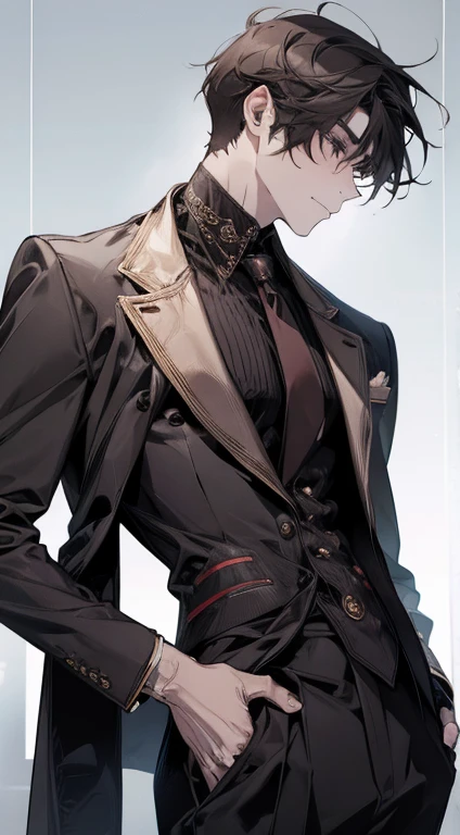 (( straight face picture )) ((best quality)), (Masterpiece)), (details), ( Beautiful colors ) ( ornamentation ) ( see the whole body ) young man , Tanned skin , black hair ,blue eyes ,Shoulder-length hair ,Slightly curly hair , open forehead , wearing a black suit ,white tie , Wear a white doctor's coat , , Have a rosary in hand , Whole body image