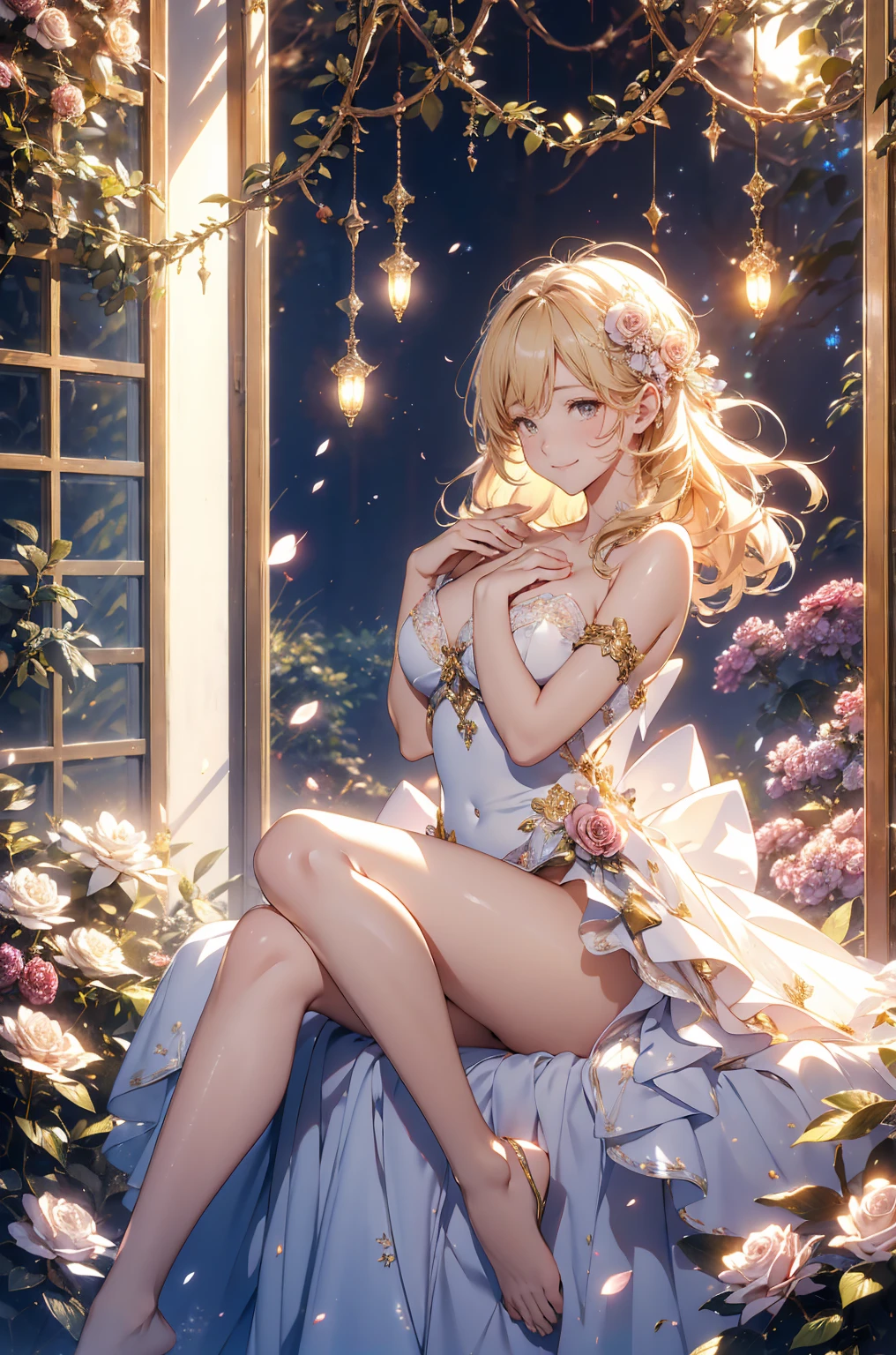 ((Finest quality)),(超A high resolution),(Ultra-detailed細),(Meticulous portrayal),((the most picturesque works of art),Ultra-Precision Art,The art of astounding depiction,Fantasyart:1.5, ((((Beautiful flowers々:1.5))), ((Body eroded by flowers:1.3)),Glamorous body:1.3,fancy background effects、masterpiece、Fancy details、(NSFW 1.1), ((1girl in)), ((masutepiece)), ((Highly detailed:1.3)), In crystal clear water,beautiful woman entering the lake, ((long yellow hair)), Wet hair, Wearing a light transparent dress, clothed bathing, steam, (Rose petals floating in water:1.3), Early morning light, Ivory Gold AI, windows, Crepscular lighting, 、Lace sheer underwear、very very gigantic boobs、Pink nipples、pink areolae,透けて見えるPink nipples、透明なpink areolae、lace and string shorts.、princess carry,Sexy lingerie with lace and strings,See-through sexy lingerie,Transparent lingerie、translucent dress、pearlsescent、pearls、Sexy Harness、Sexy garter belt、Sexy Stockings、Well equipped,intimate, rose garden、Multicolored roses、lake with floating roses、Lying down、Open legs、Spread your legs、Open thighs、Immersion in water、Wet body、splash water、gorgeous flower decoration、big flowers、stylish hair、Moon, lantern, Night, Solo, playing in the water, Water, hair flower, flower, Outdoors, skyporn, full Moon, Rain, lantern, wet clothes, skyporn, wet hair (((masutepiece),(the Extremely Detailed CG Unity 8K Wallpapers),Best Quality,Cinematic lighting,Detailed background,Beautiful detailed eyes,Bright pupils, (extremely delicate and beautiful),(Beautiful and detailed eyes description), Ultra-detailed,masutepiece,)),((Yellow eyes))、