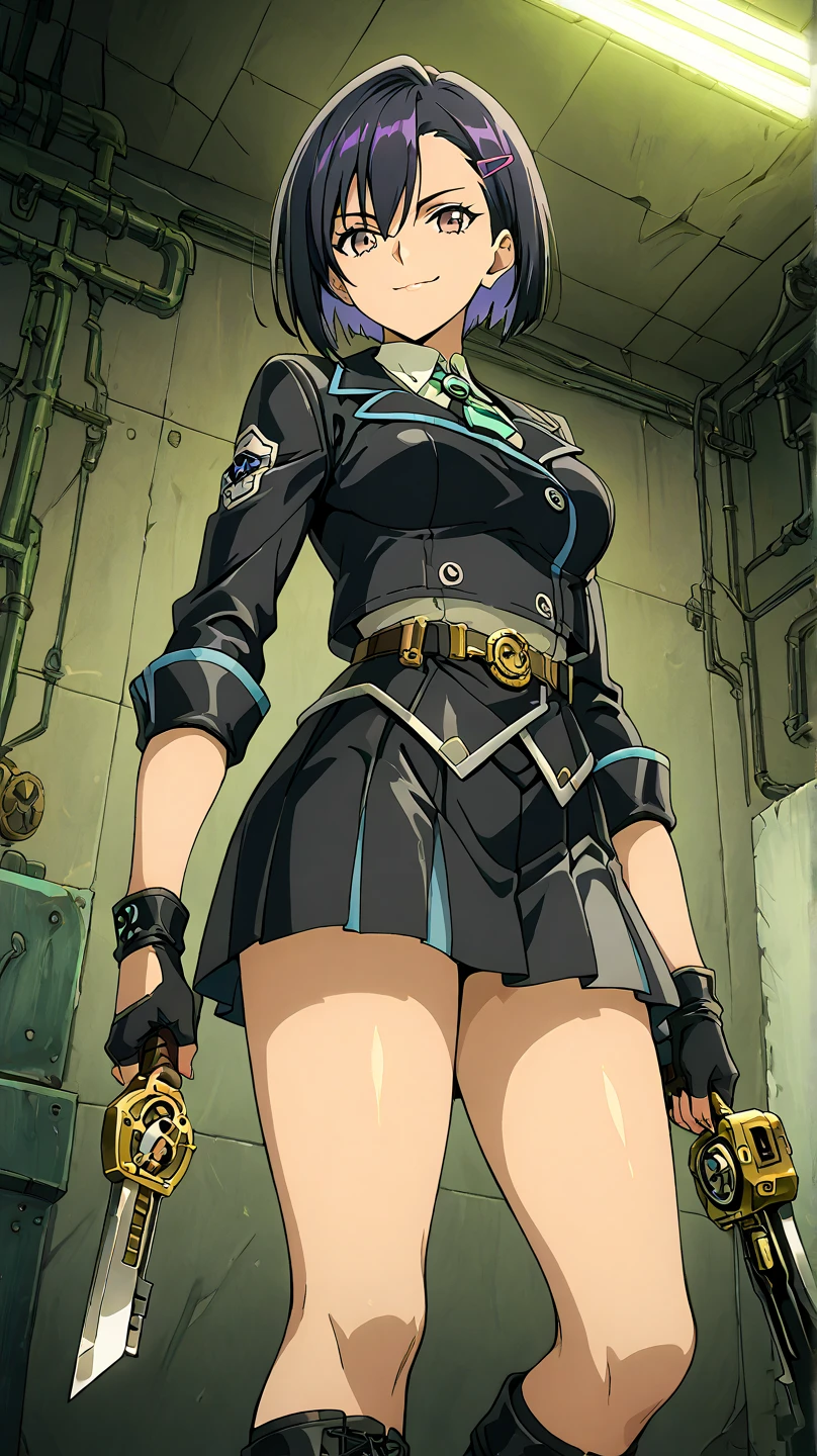 (( Fleet Collection、Kantai Collection、Yao)),((uniform:1.5)))、woman,Cowboy Shot, ((white background))) 、Best image quality, high quality, The background is clear,きれいなwoman, Japanese, detailed, detailed eyes, detailed skin, Beautiful Skin, 超High resolution, (reality: 1.4),とても美しいwoman, 30 years old, Beautiful Skin, thin, (Ultra-photorealism), (High resolution), (8K), (非常にdetailed) 、(Beautiful and detailed eyes), (非常にdetailed), (detailed face), Displaying the viewer, Fine details, detailed face,(((smile:1.4))),Straight,Looking Ahead, StraightLooking Ahead, Photo Real,Hairstyle: ponytail、(((short hair:1.5))),Brown Hair、Very delicate body、Very flat chest、hair over one eye, Normal limbs、seiza