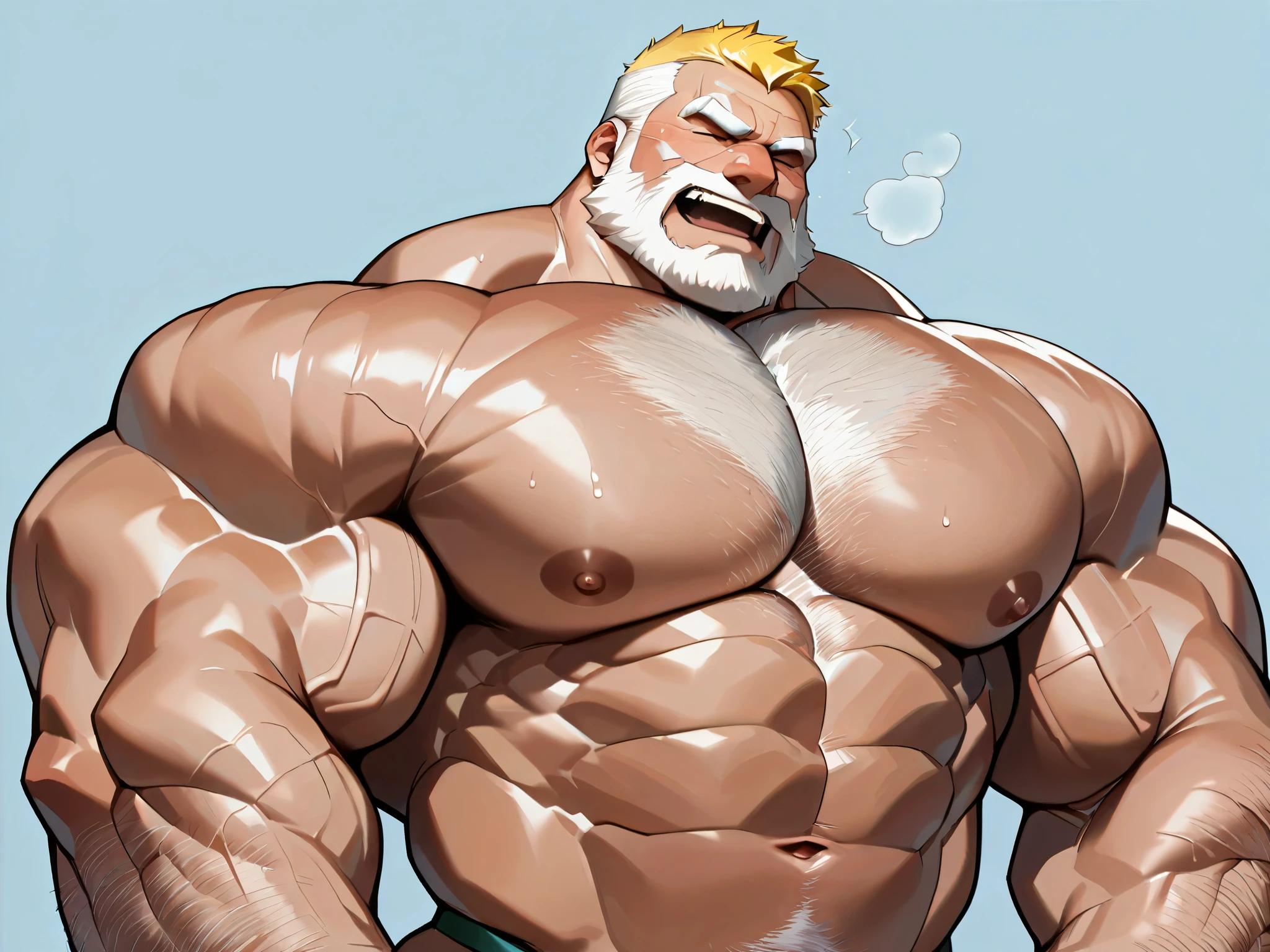 Dsharp, lindong, huge muscular old man nude with huge penis ,simple background ,thick chest hair)wearing baseball hat, happy, pectoral, thick arms, huge pectoral, ((hyper penis:1.2 and big balls, massive penis:1.2, thick and long penis, cock)), short hair, bigger pec, bigger pectoral, hyper pec, hyper pectoral, extremely huge pectoral, wide pectoral, white hair, white beards,  masterpiece, semirealistic:1.2, high detailed, 8k, high resolution, perfect center, full view. ((really big muscle, massive muscular, wide shoulders, sixpack, thick arms, wide pectoral, super huge muscle, hyper muscular, over sized muscle, huge arms, big arms, huge pectoral))