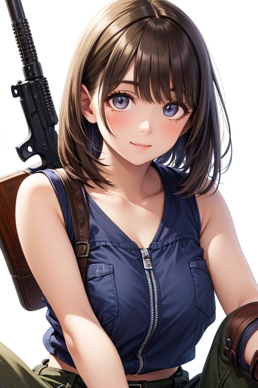 (((masterpiece, best quality, ultra highres, 1 girl, solo, no background))), super detailed skin and face and eyes and finger, beautiful japanese woman, small breasts:1.5, skinny, light brown hair, very short pixie hair, cowboy shot, white background, 2D anime, boyish, expressionless, Various clothes, Various poses, Please draw the entire character within the frame, ensuring that the head, arms and legs are not cut off, with the character positioned centrally, female genitals visible through tight clothing, nipple dots, cover a breast,