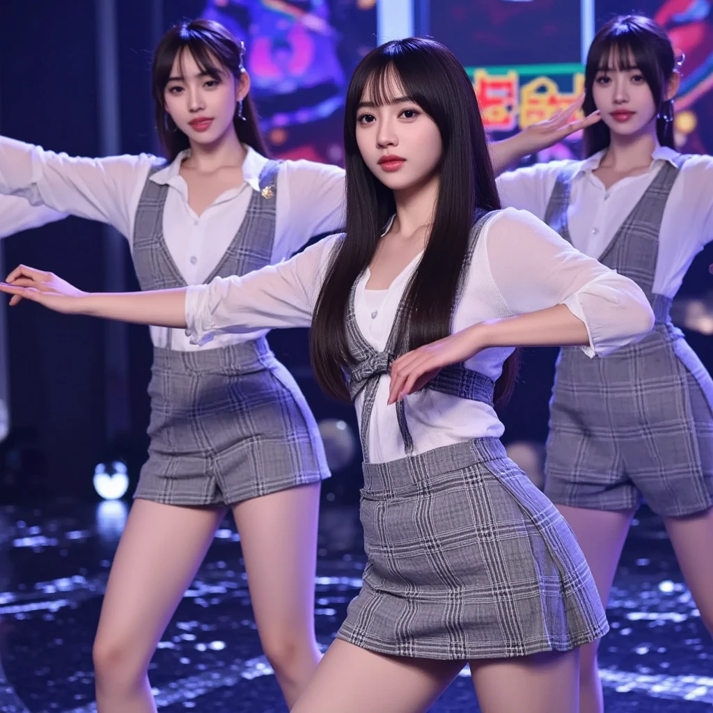 (Best quality),(HD 8K),(Realistic),Girl group,perform,short skirt,Below the stage,(A group of boys were screaming),(be booked up),(Masterpieces)
