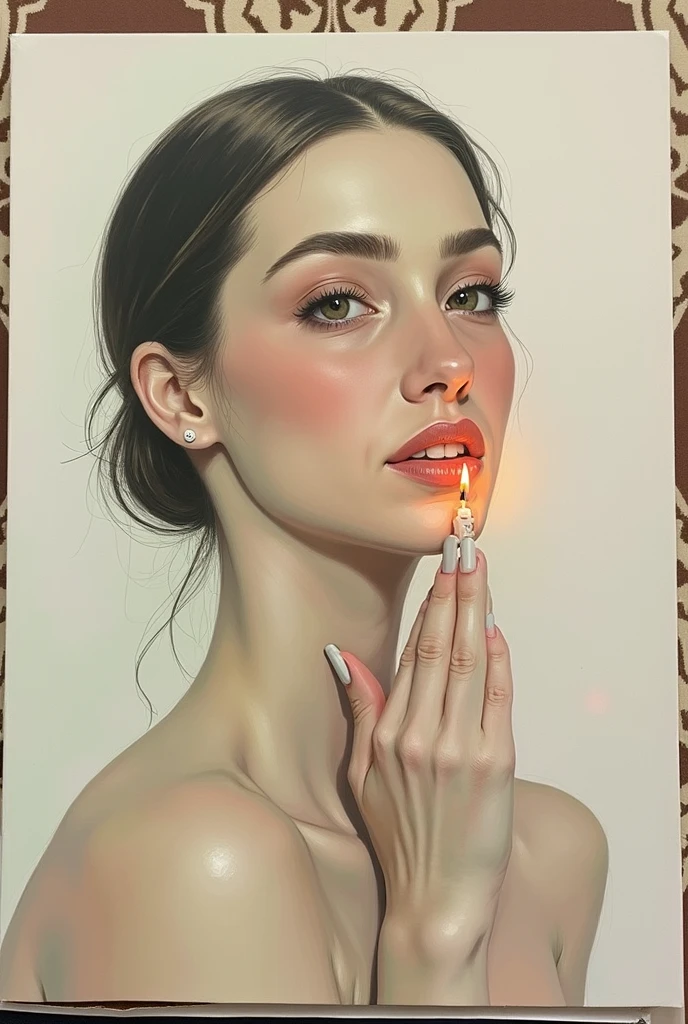 Femme nue avec une bite dans la main