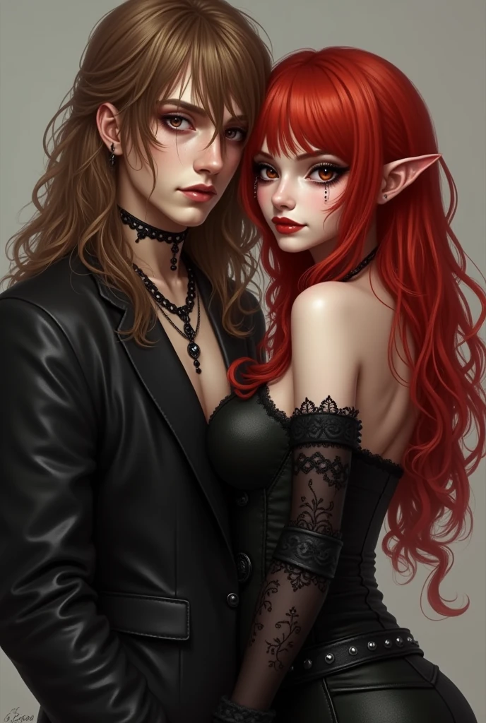 demonic woman with red hair in black dress and devil man in black suit, tom bagshaw and sabbas apterus, abaddon and magali villeneuve, devil, demon soul concept art, diablo digital concept art, dark fantasy concept art, darius zawadzki and tom bagshaw, by maxim verehin, devils, diablo concept art, demoness