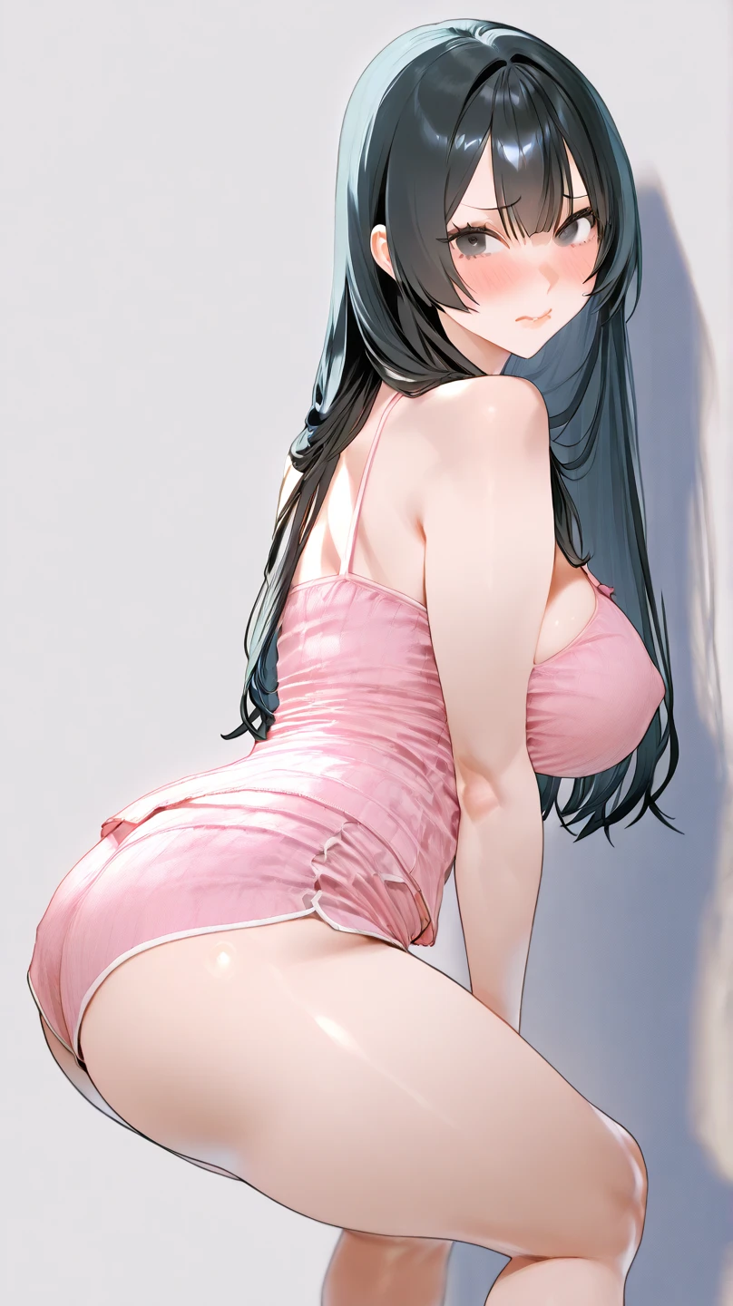 Milf,Gril,bigboob, beauty, long hair, black white hair, transparan pink panties, pink bra, toilet background, hd light and dark, balace rendering, many visual efec bacground