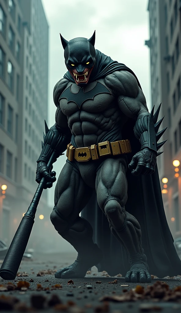 Batman Fused with Wolverine, Contained rage, shiny black claws, short shoulder cape, bright yellow eyes, screaming in anger, Gotham City on fire in the background. anger and despair.