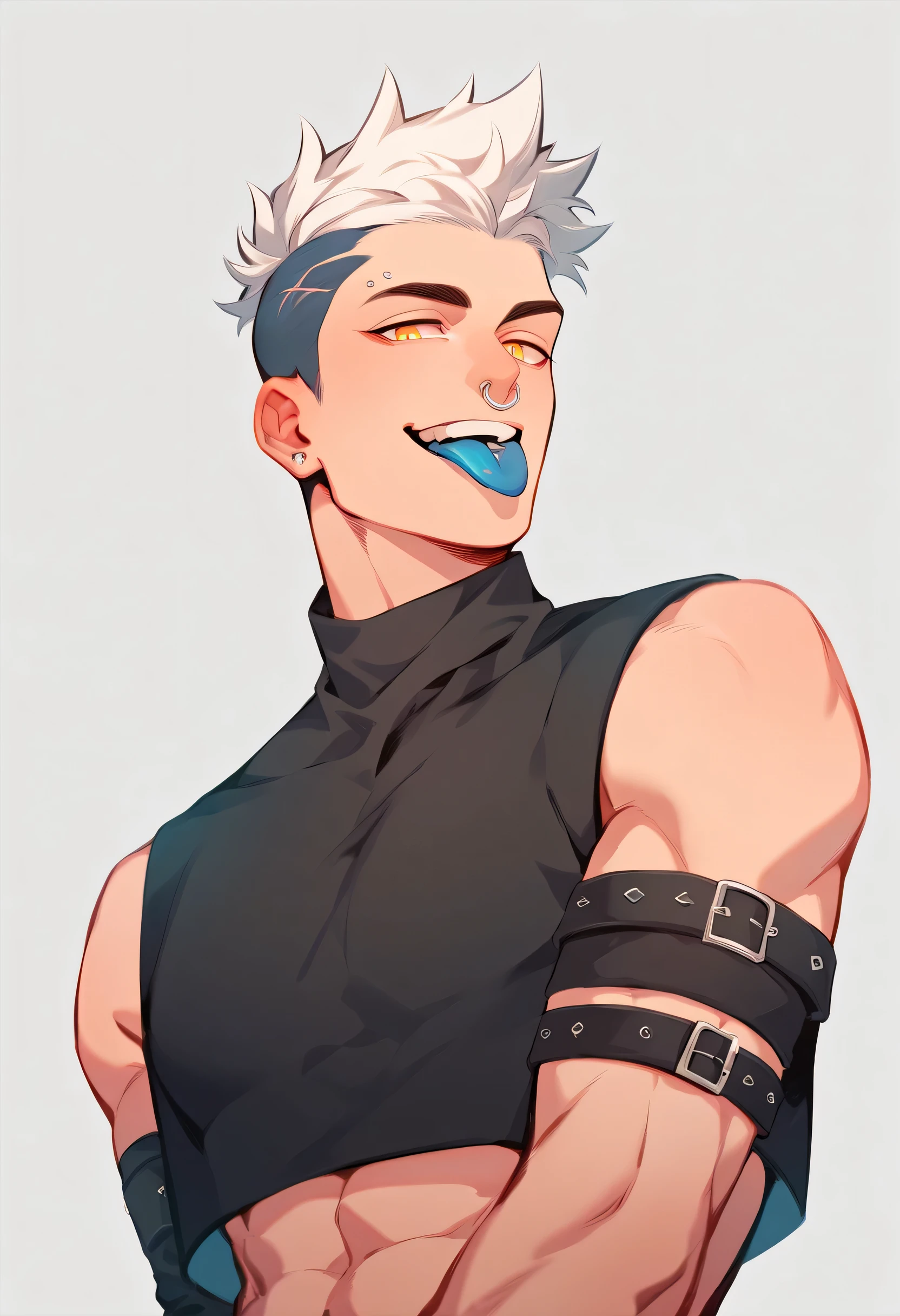boy, femboy, skin fair, white hair, gray eyes, rainbow arm tattoo, Kale, small dick, niplles, with com gozo, dick in the face, ahegao, without running down the face, glad, shivering