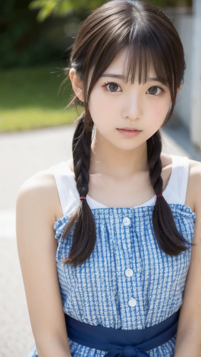 8K、cute、Adult Girl、detailed、Braid your hair in an intricate way、Twin tails、Looking into the camera、Swimwear