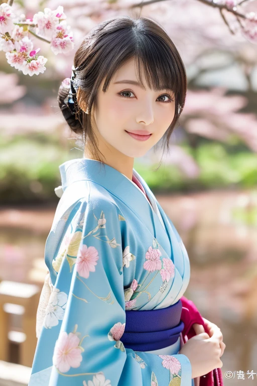 (Light makeup)、(top-quality,masterpiece:1.3,超A high resolution,),(Ultra-detail,Caustics),(Photorealsitic:1.4,RAW shooting,)Ultra-realistic capture,(32k,high detal,high-detail、masterpiece,Attention to detail,full body Esbian,solo,Lori:1.6),Raw photo & realistic atmosphere,beautiful dark blue eyes,Detailed mouth,Glossy lips,Detailed eyebrows,Eyes drawn in detail with soft white skin that shines with every detail)、、 (Skin texture is natural、、The skin looks healthy with an even tone、 Use natural light and color, japanese, A dark-haired, long hair,(depth of fields、realisitic、8K UHD、hight resolution、(1girl in:1.2)、The ultra-detailliert、High quality textures、very detailed CG、High quality shadows, A dark-haired、Kyo-Yuzen, Kimono、park background , (Super cute face in idol style:1.4)、slim and beautiful figure、beutiful breast、A smile、full body Esbian:1.2、raining day, wet background, a Japanese woman in kimono, 20 years old, standing under a sakura tree, standing beside flower,