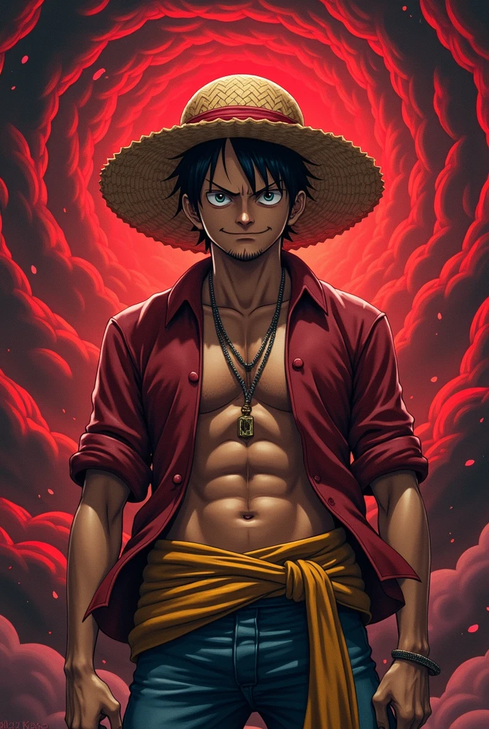 Luffy dark version, aura , strong