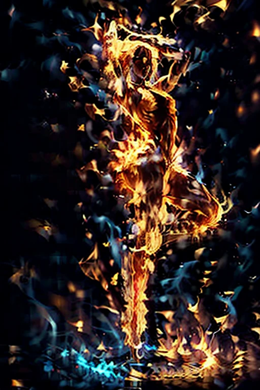 1 Young, fire, The whole body was full of flames., Human-shaped fire , Full body light , naked, Fantasy, The best aesthetics , best quality, Amazing quality, The best aesthetics