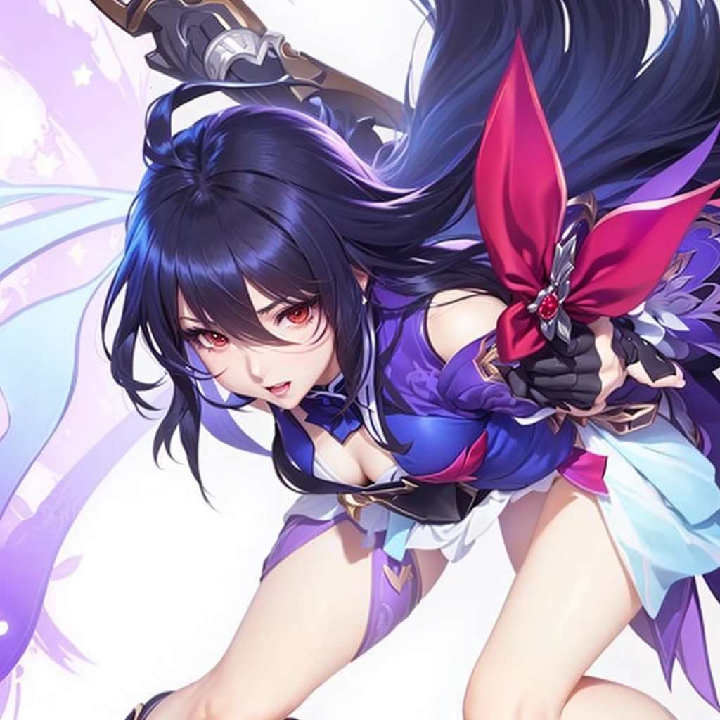 secondary elements、1 person, sacred costume、skirt、16 years old、with a girl、Navel exposed、Yuki、night、Full body Esbian、stand、Knee-high boots、Viewer-facing、cute face, (big breasts:0.5)、shiny skin