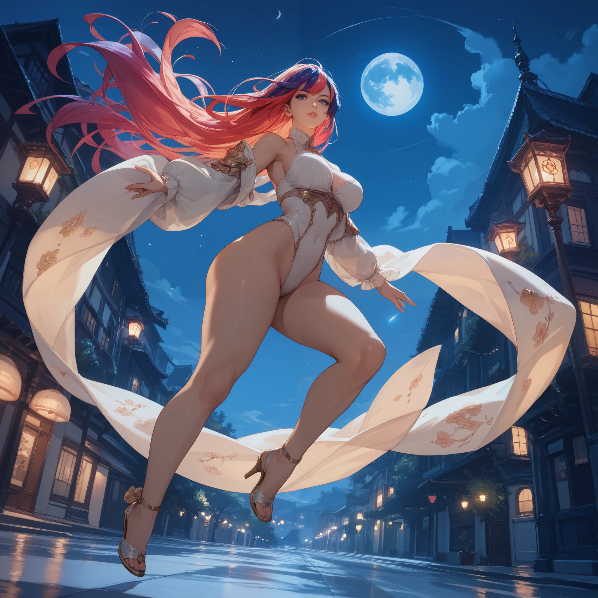 ((niji journey)) Disney art style, flat colors, vector graphic art of Afrocentric, Zendaya as Kylie Jenner, full body, ((no clothes on::1.0)), big breast, thin waist, thick lips, wide hips, legs spread, albert Seveso, 32k, Moonlight hour, dreamy, urban city background.