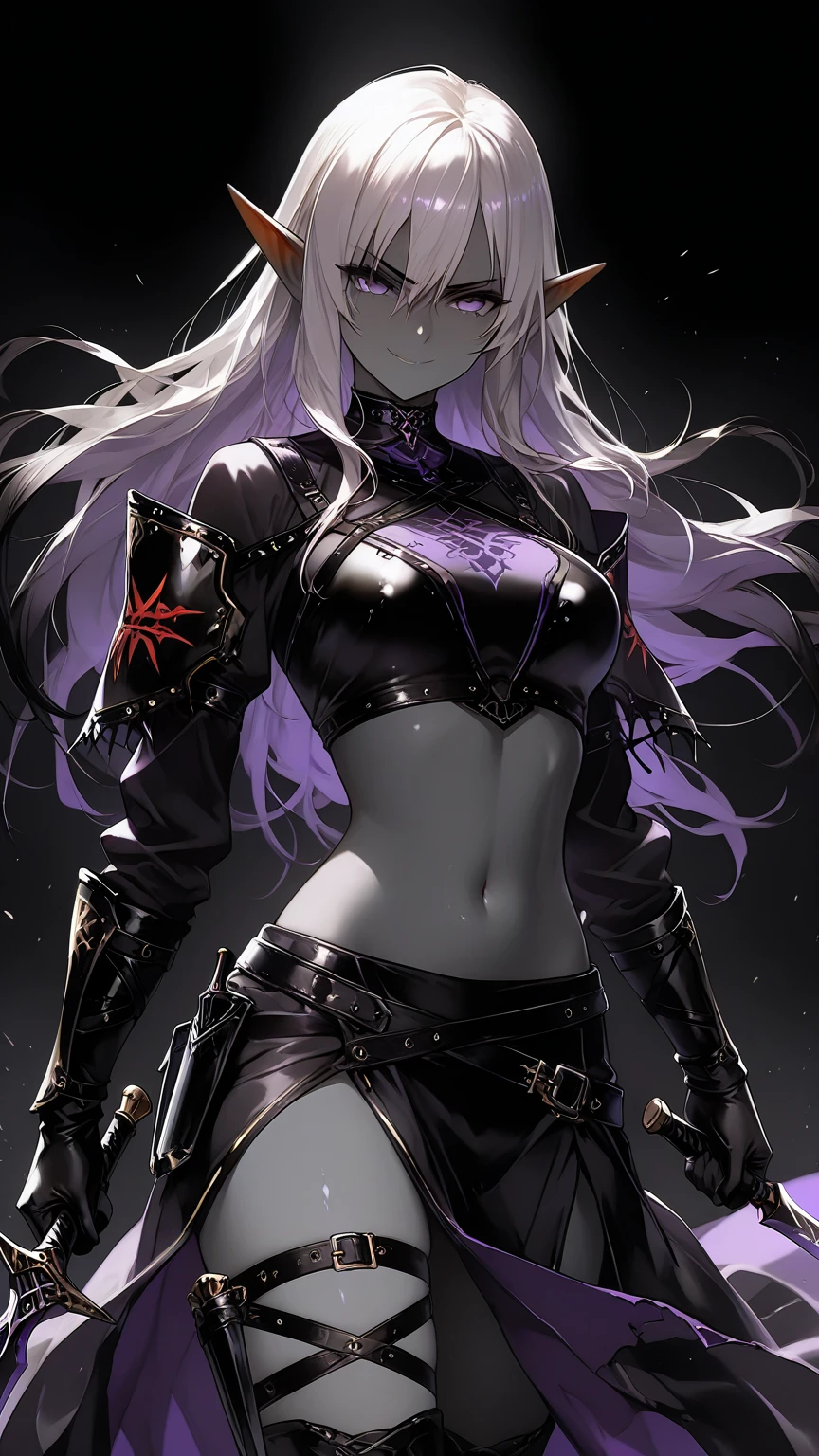 Highest quality、Highest quality、Masterpiece、girl((Age 25、as soon as、Highest Bust、Medium Bust、Wide open chest、Red glowing eyes、Black Ear、Red Mesh、Disheveled Hair、Loincloth、thin、The best valley、Open chest、Luminous Wristbands、hair ornaments、Full body view、black ninja costume、revolver、scar、Full body scar、Fighting Pose))、high quality、Beautiful Art、background((night、Ninja World))、flight、Flying Debris、Depth of text、movie、Visual Arts、Perfect Art、8K、Genuine、