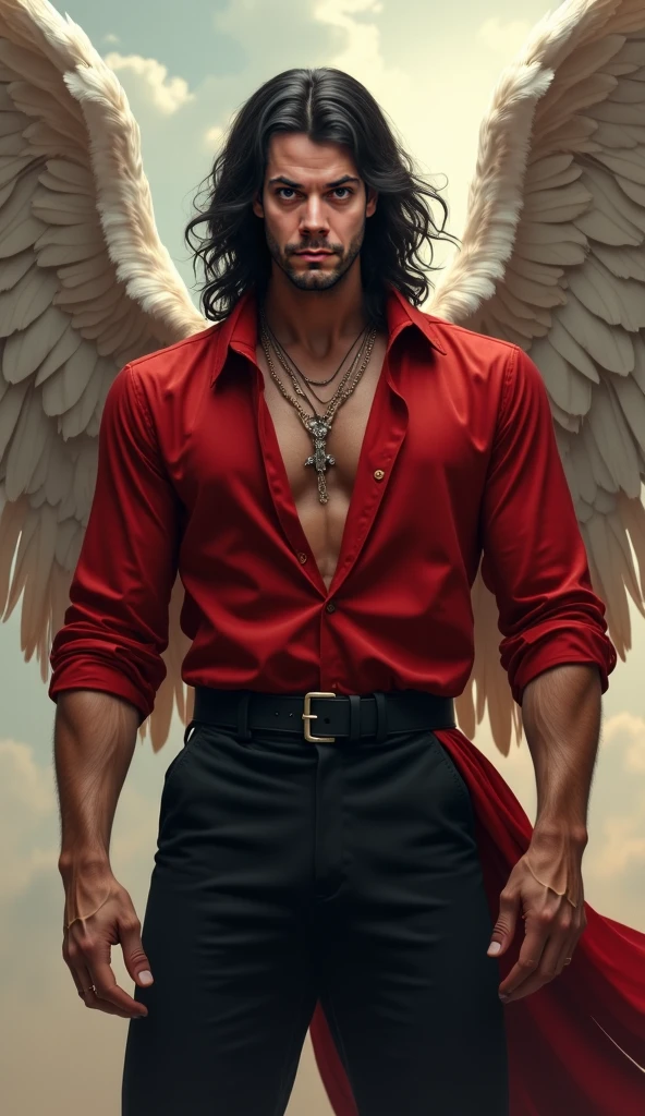 A skinny, dark-skinned teenage boy with long black, curly hair. He is a prince. He has brown eyes, full lips, and his face is clean shaven. He is smiling. He has a royal tiara on his head. He is wearing white skimpy, feminine royal clothing. He has big nipples and a bulge. He is standing in a medieval room in front of colorful stained glass. Brown skin, dark skin, deep skin, African male, 1_boy, twink, femboy