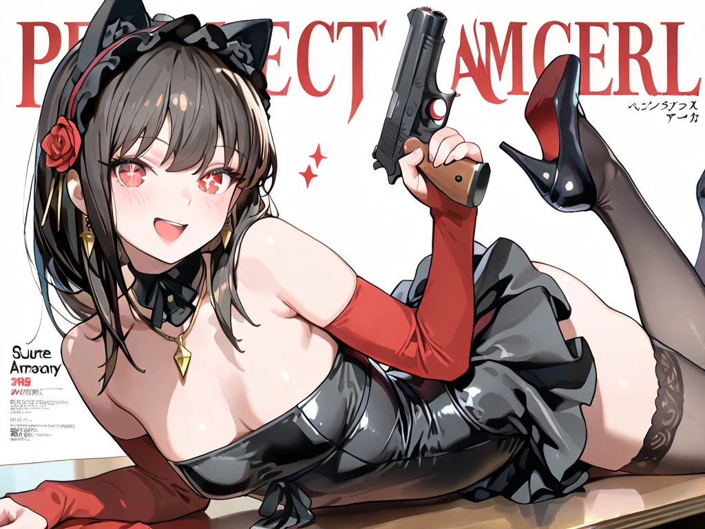 （nsfw）((Hardcore Punk Girl))、((British punk rock girl)), ((circus)), ((playing the guitar)),cartoon style, Horror elements, Comic book style illustrations, (drawing style), Japanese painting, full body (Spooky), Japanese carving, primitive art, circus, crazy illustration, flat illustration, Blissful smile, Spookyな外観, Distinctive messy hairstyle, punk band poster、close-up of crotch

