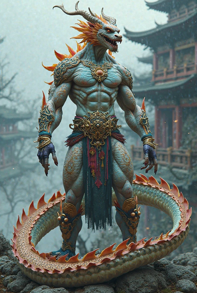 (Photo Raw, top-quality), (realist, realist: 1.1), NVIDIA RTX Ray Tracing, octan render, hight resolution, extremely delicate and beautiful, finely detailed, ​masterpiece, ultra-detailliert, Haute,Convoluted, Female Dragon God、Being in the swamp、Chinese goddess with long hair in ancient times、美丽的面容、A detailed face、perfectly proportions、Sharp Focus, bewitching、A sexy、Ancient Chinese God Costume、Clothes are white,  beautiful Clothes, Raising arms、Luminescent green orb, Aura luminescence、Look at viewers, (Giant red Chinese Ron on background:1.2), (Dragon in the background: 1.4), Dragon with a scary face、云, stormy, swamp、splash water、stormy、Perfect composite, Fantasia, Convoluted,  highly contrast, cinematic lightening、