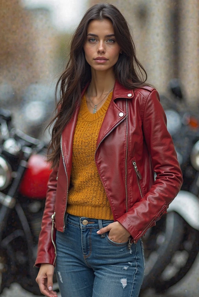 Masterpiece, (((full figure))) entire body in frame, (((magical lighting action shot))) (((beautiful slight smile anorexic pale goddess irrish woman sitting on bullet bike motorcycle ))), (((red leather jacket))) , (((short redhead hair))) sunset lighting, golden hour, golden colors, very detailed, dramatic lighting, digital art trending on Artstation 8k HD high definition detailed realistic, detailed, skin texture, hyper detailed, realistic skin texture, armature, best quality, ultra high res, (photorealistic:1.4), high resolution, detailed, raw photo, sharp re, by lee jeffries nikon d850 film stock photograph 4 kodak portra 400 camera f1.6 lens rich colors hyper realistic lifelike texture dramatic lighting unrealengine trending on artstation cinestill 800, (((accurate female anatomy, perfect eyes)))