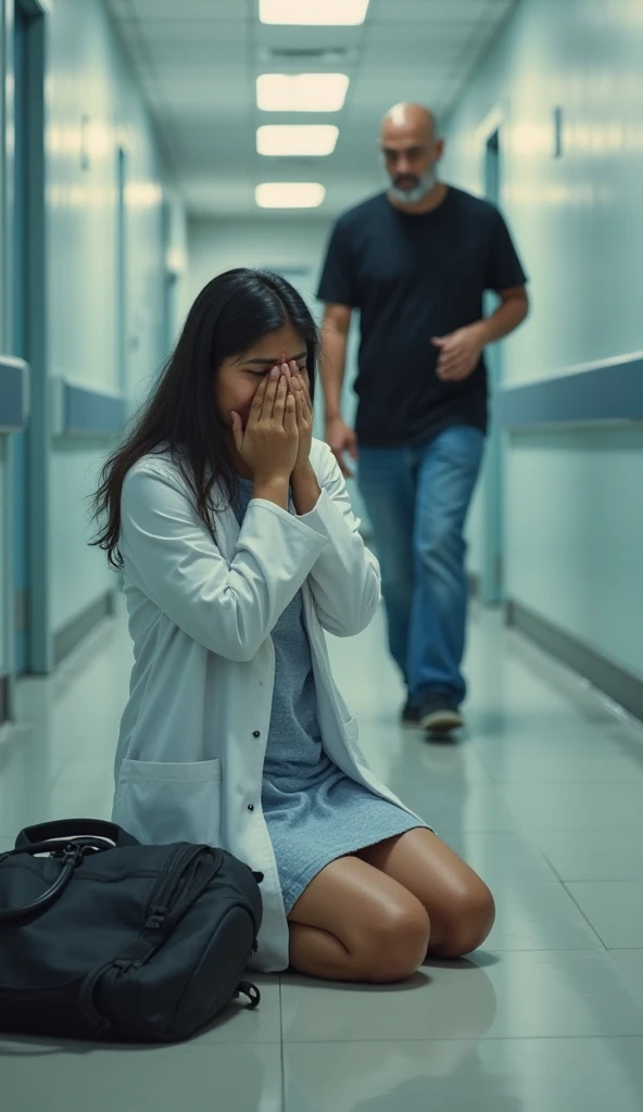 hospitals,woman,kneeling down,Cover your face and cry,