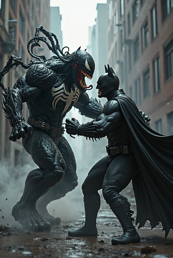 Batman punching to big venom at his face