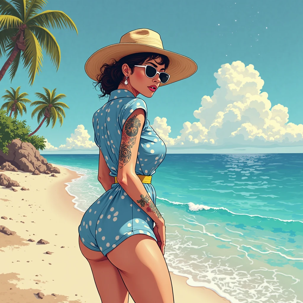 a sexy brown voluptuous big ass, freaky big booty, bikini native american girl, wearing accesories in the arms and legs, with kart market buying things in a mart, artistic composition, masterpiece art