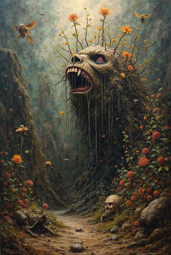 ribbed abandoned closeup face portrait of an angel on exoplanet, covered with tentacles, roots, wires, tubes, baroque painting, standing in a desolate empty wasteland, creepy, nightmare, dream-like heavy atmosphere, surreal abandoned buildings, beautiful detailed intricate insanely detailed octane render trending on Artstation, 8K artistic photography, photorealistic, chiaroscuro, Raphael, Caravaggio, Beksinski, Giger