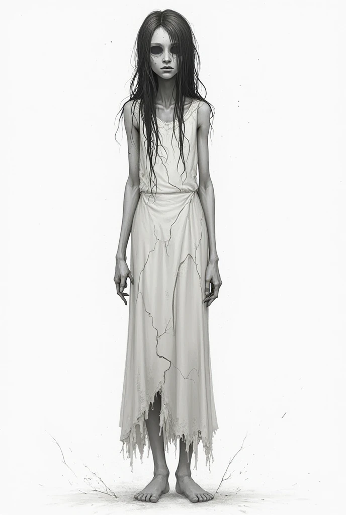 (highest quality:1.2),ultra-light clay, woman, Woman's body,Expressing the female body with thin fabric、Artistic Expression、Long Hair,clay, Pottery, Medium chest,Narrow waist,barefoot,Straight Hair,myth, dirty, mineral pigments, 3D clay sculpture art, clay sculpture, Rough surface, (Slope,Slope background,Gray background,Food Up,alone,Are standing)