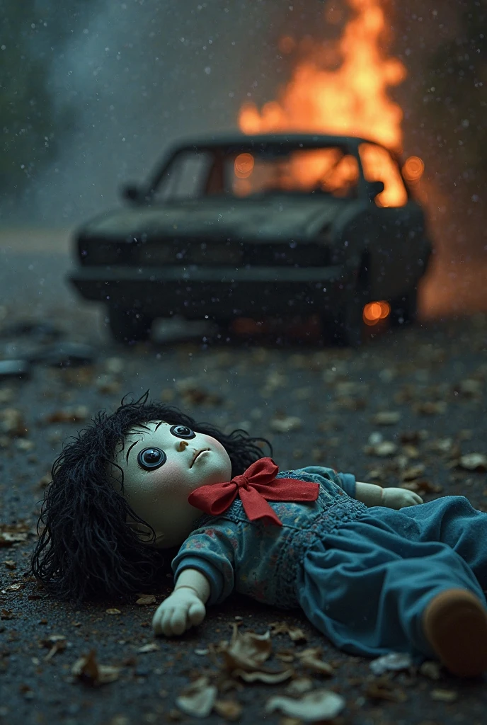 A headless girl, who had lost a lot of blood splashing from her neck, ran towards the school bus, horror scene, blood on road, ultra detailed, blood, realistic blood, high quality render, ultra realistic lighting((Best quality)), ((masterpiece)), (highly detailed:1.3)