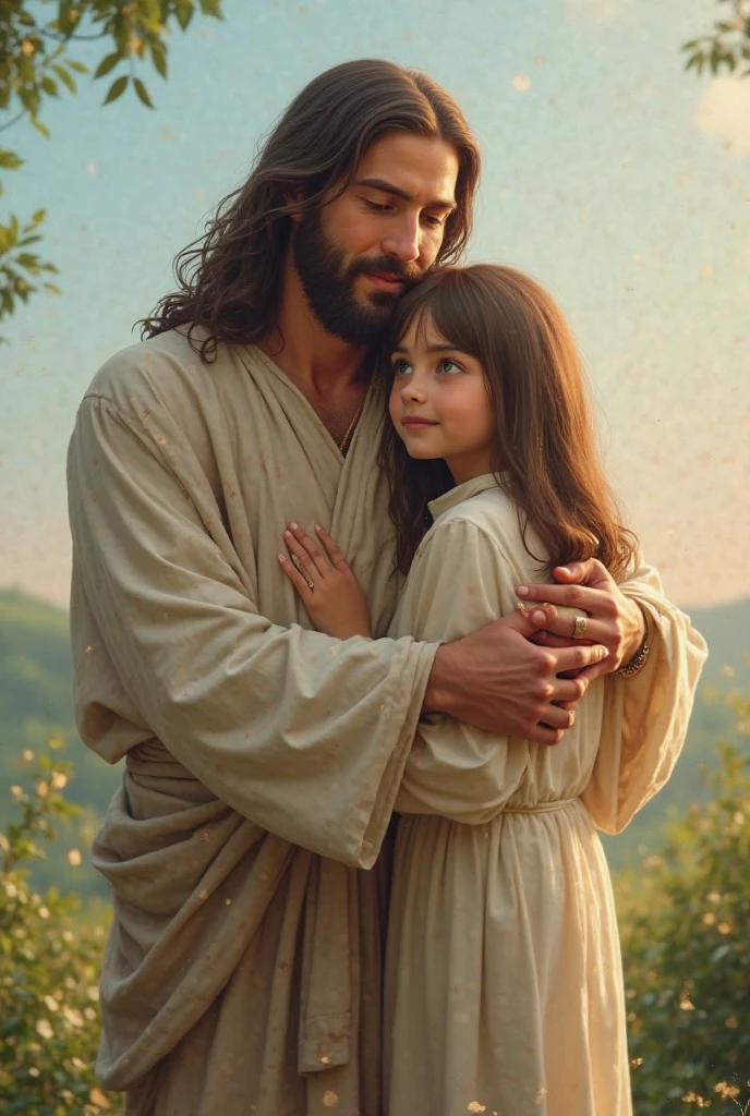 Jesus of Nazareth with a 6 year old in his arms.