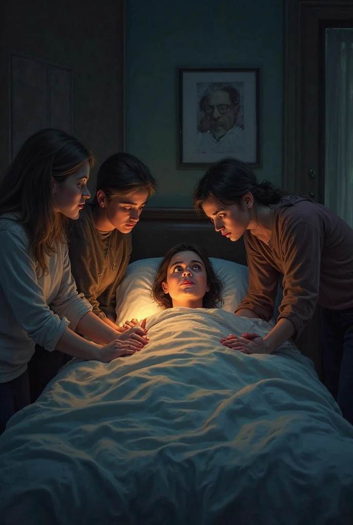 Many woman sad, behind dead body